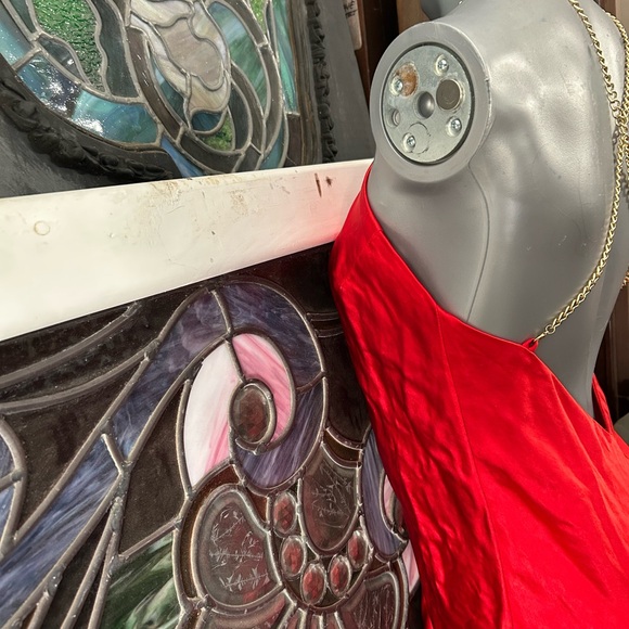 Lulu's Vibrant Red Backless Dress with Gold Chain Straps - Picture 2 of 5